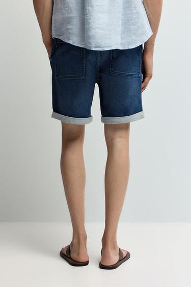 Denim jogger Bermuda shorts — INDIGO 4