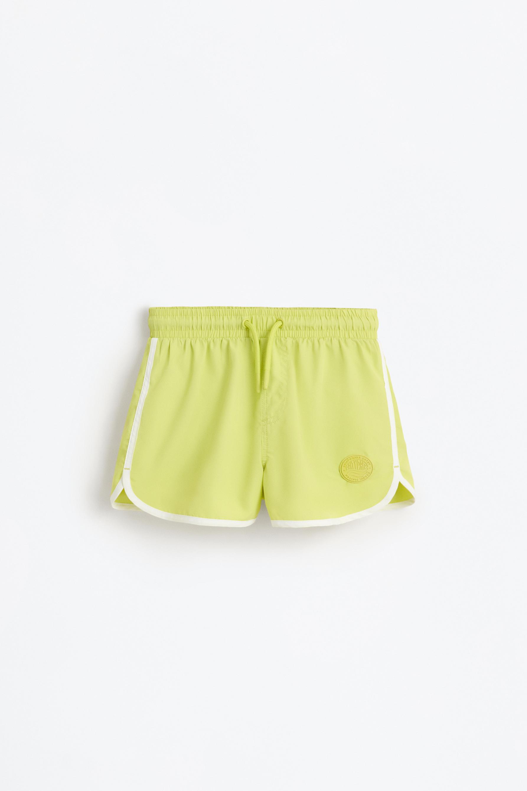 Contrast-line swim shorts — LIME GREEN