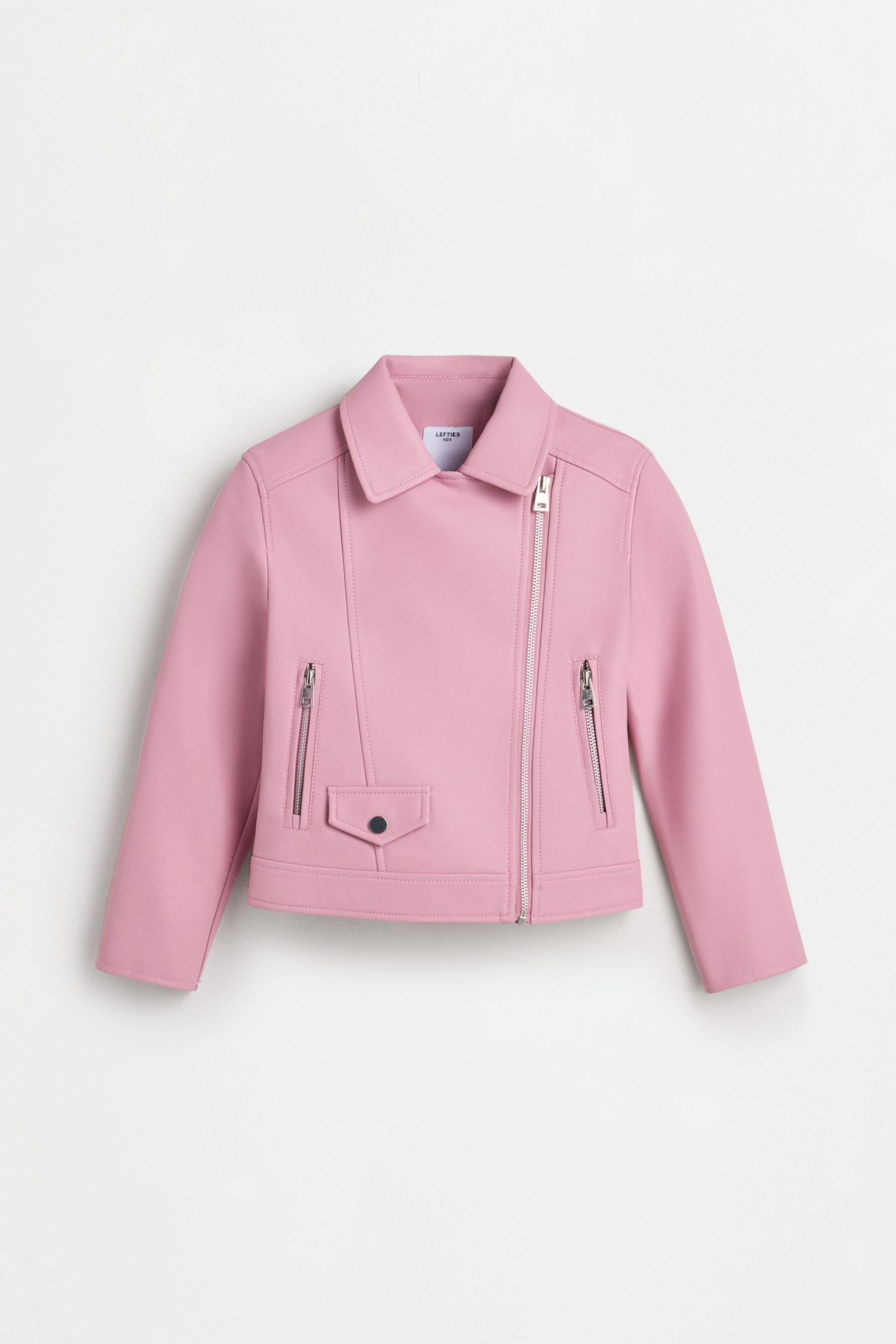 Leather effect biker jacket — BEIGE
