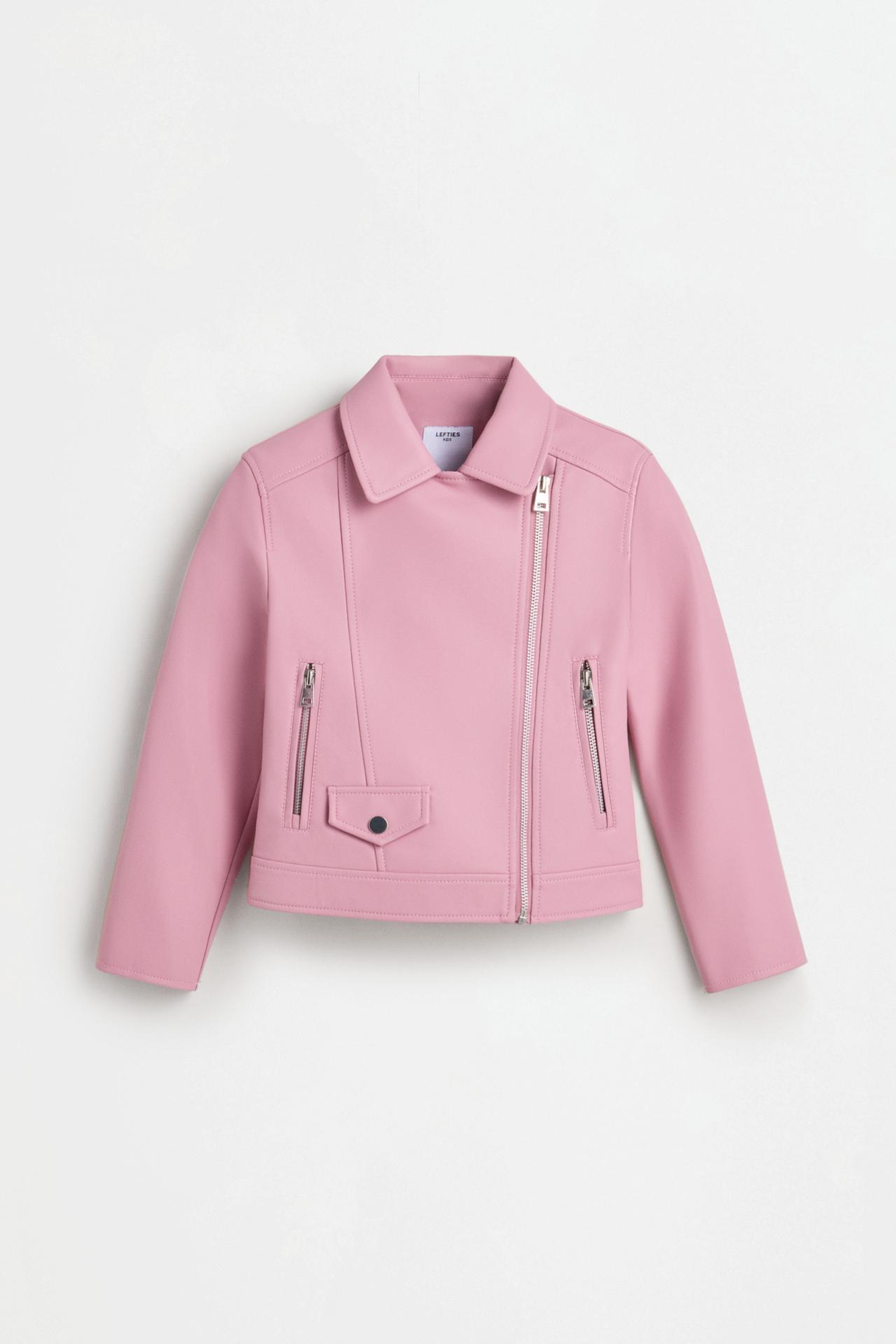 Leather effect biker jacket — BEIGE