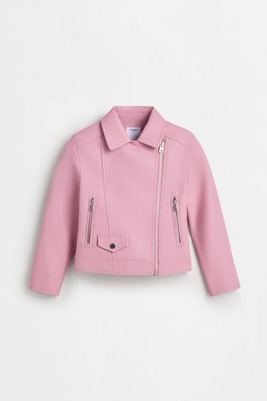 Leather effect biker jacket — BEIGE 2