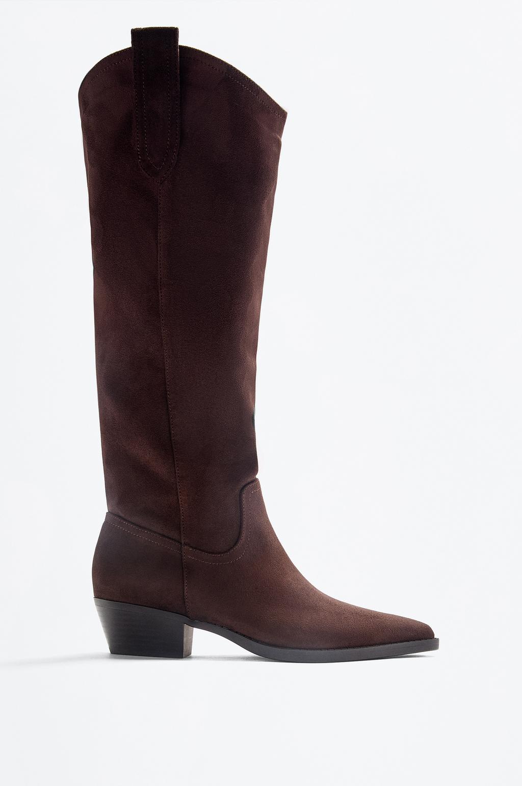 Faux suede slouchy cowboy boot