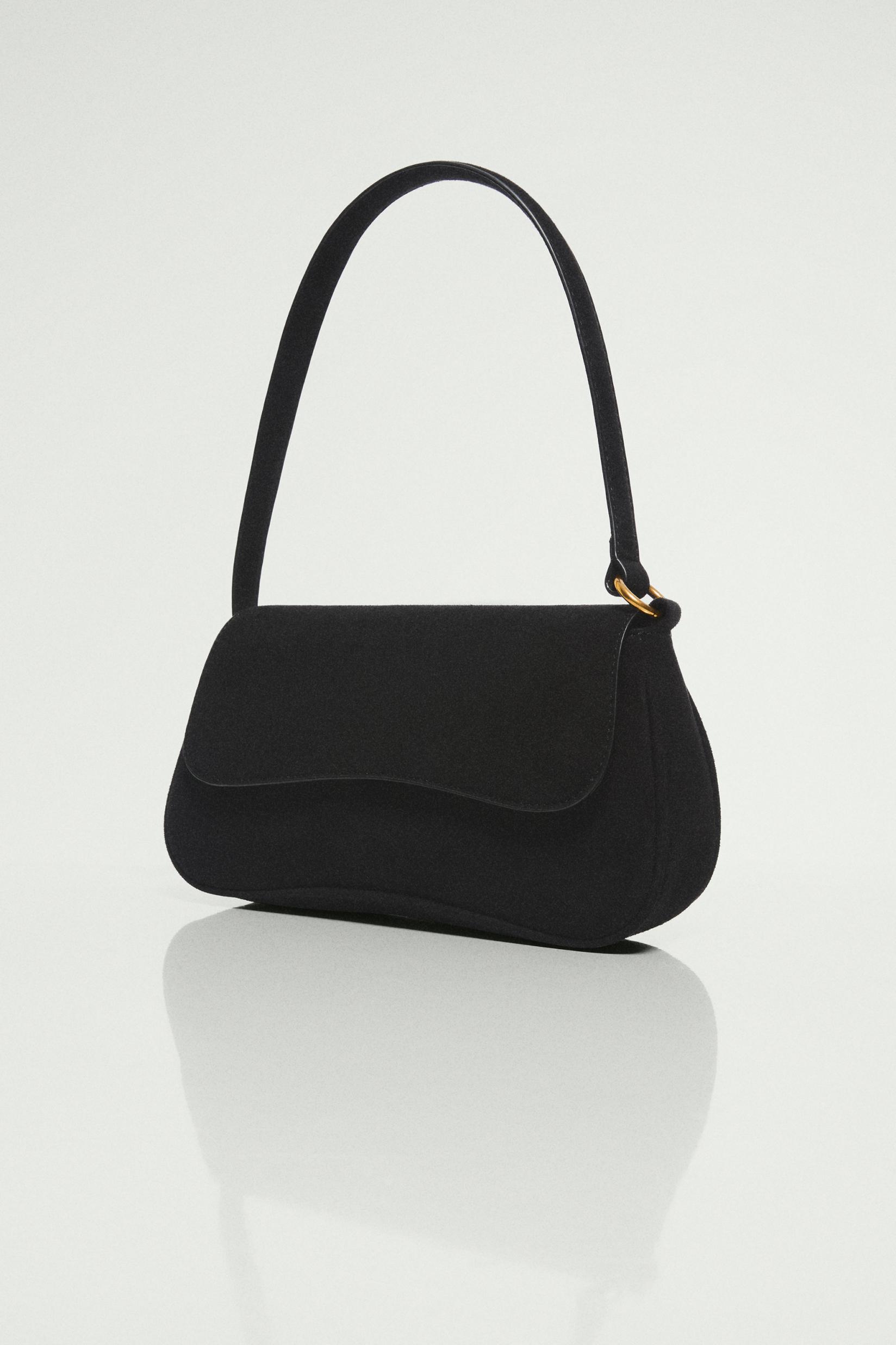 Faux suede shoulder bag — BLACK