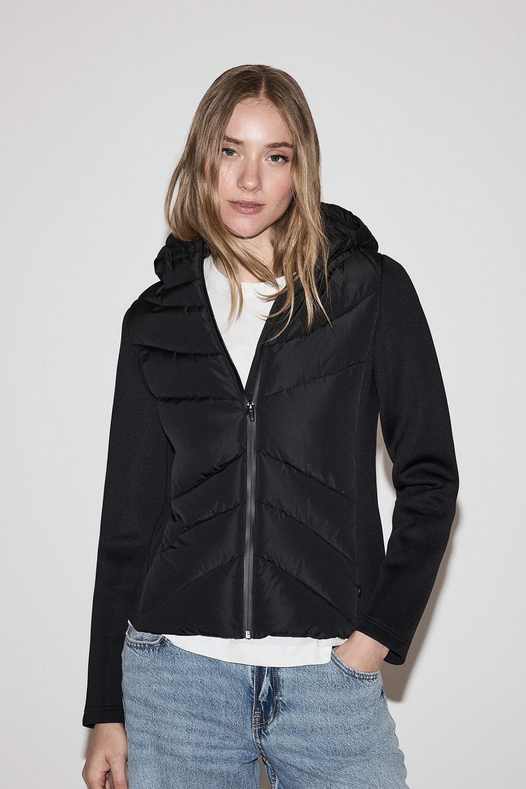 Combined quilted jacket — BLACK