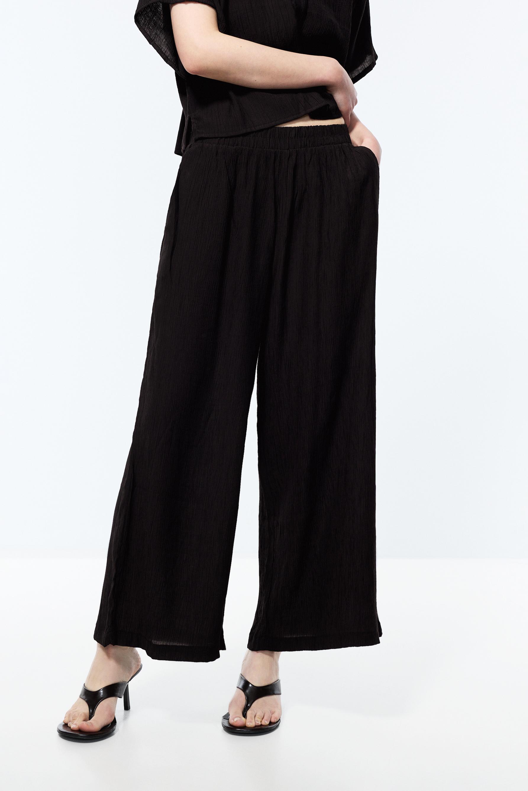 Textured culottes — BLACK