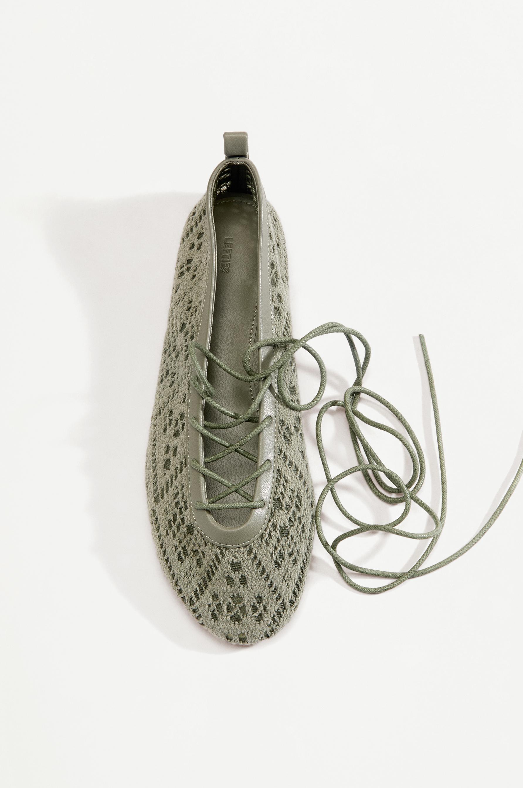 Braided effect ballet flats — KHAKI