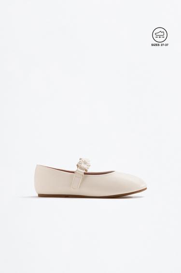 Flower detail Mary Jane ballet flats — WHITE 1