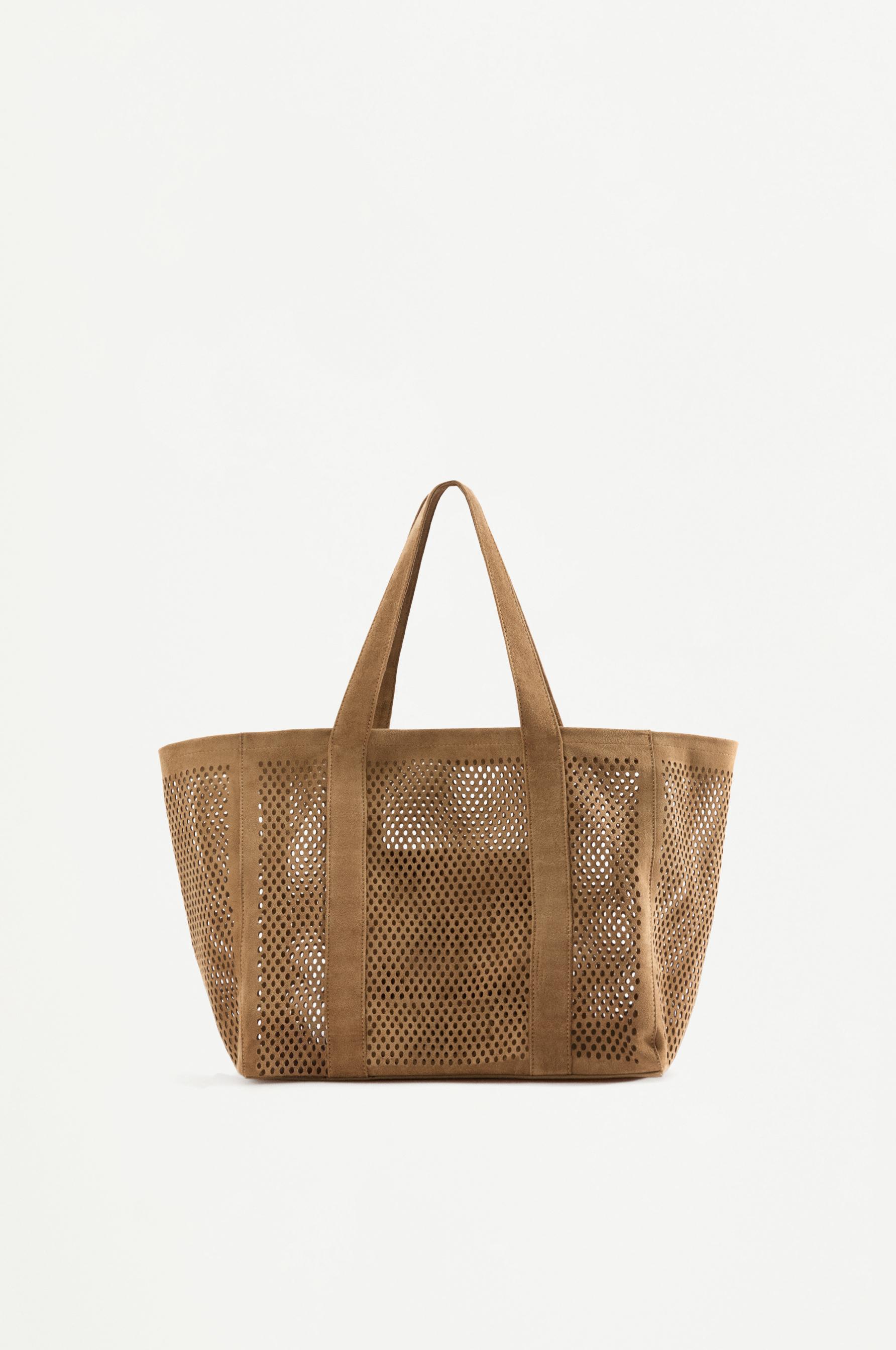 Openwork shopper bag — CAMEL