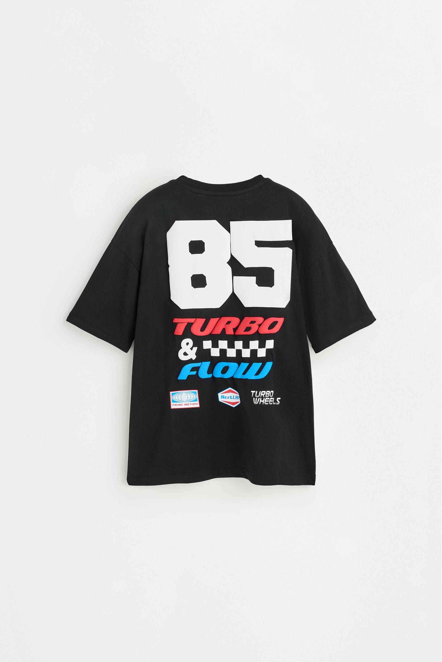 Racing print T-shirt — BLACK