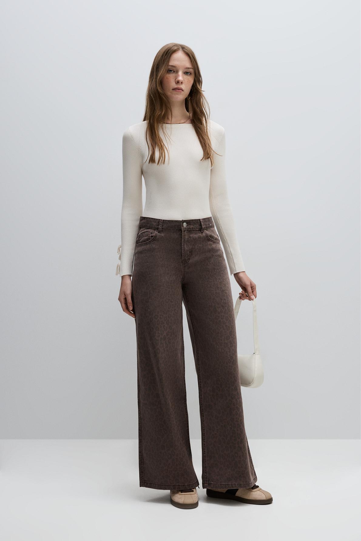 Jeans wide leg animal print