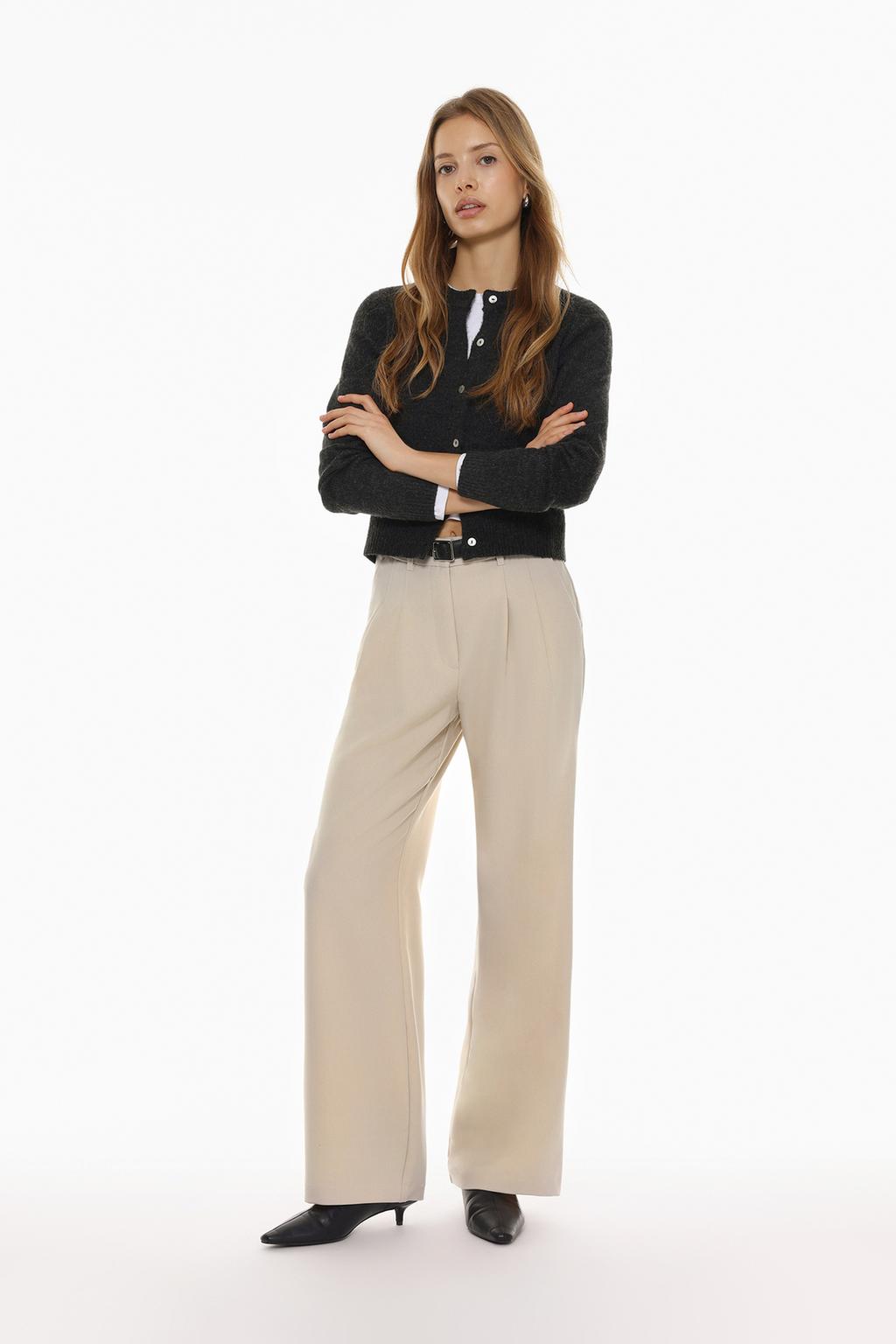 Belted wide-leg trousers