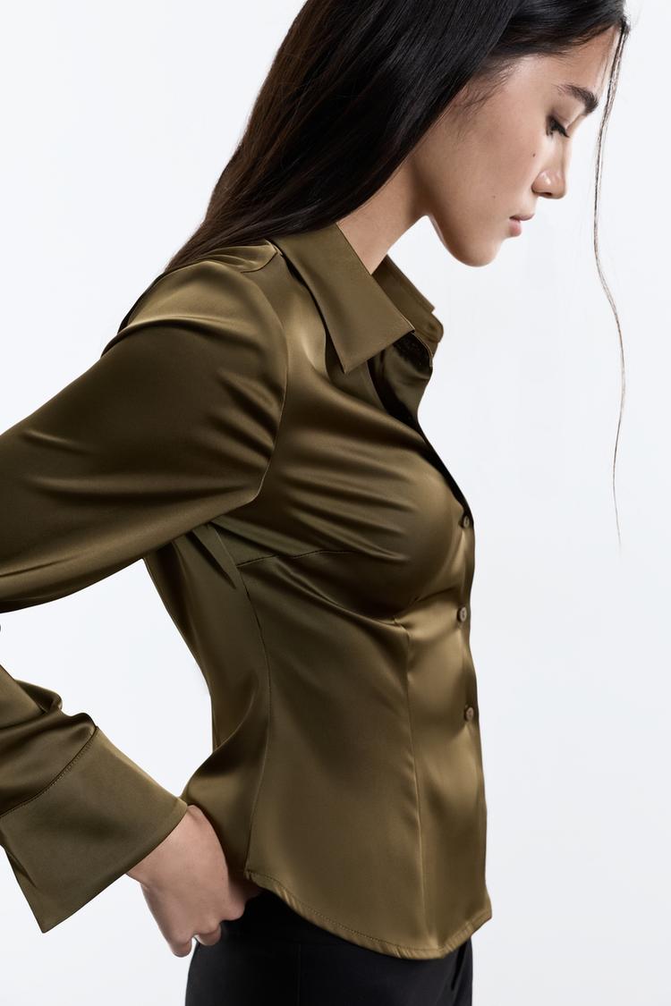 Satin shirt — KHAKI