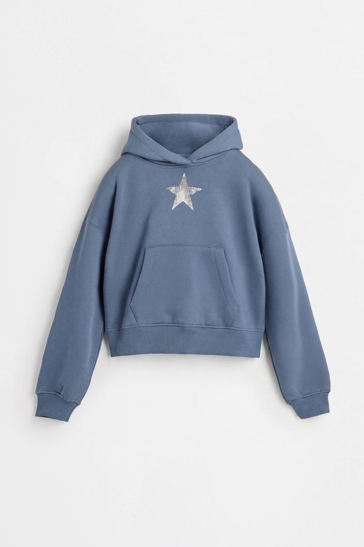 Cropped hoodie — STEEL BLUE