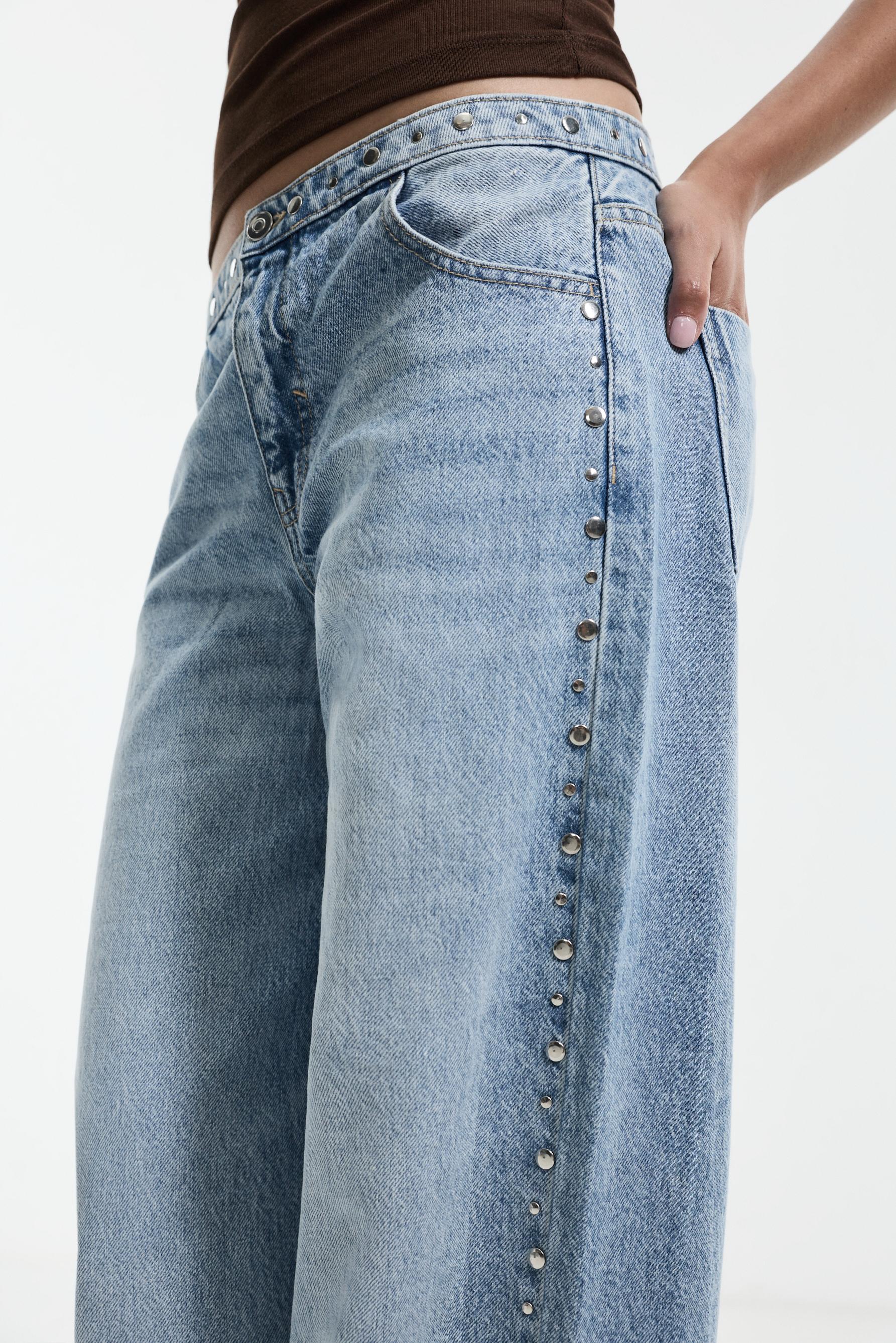 Studded wide-leg jeans — INDIGO
