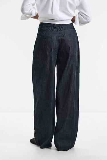 Barrel-leg darted trousers — NAVY 5