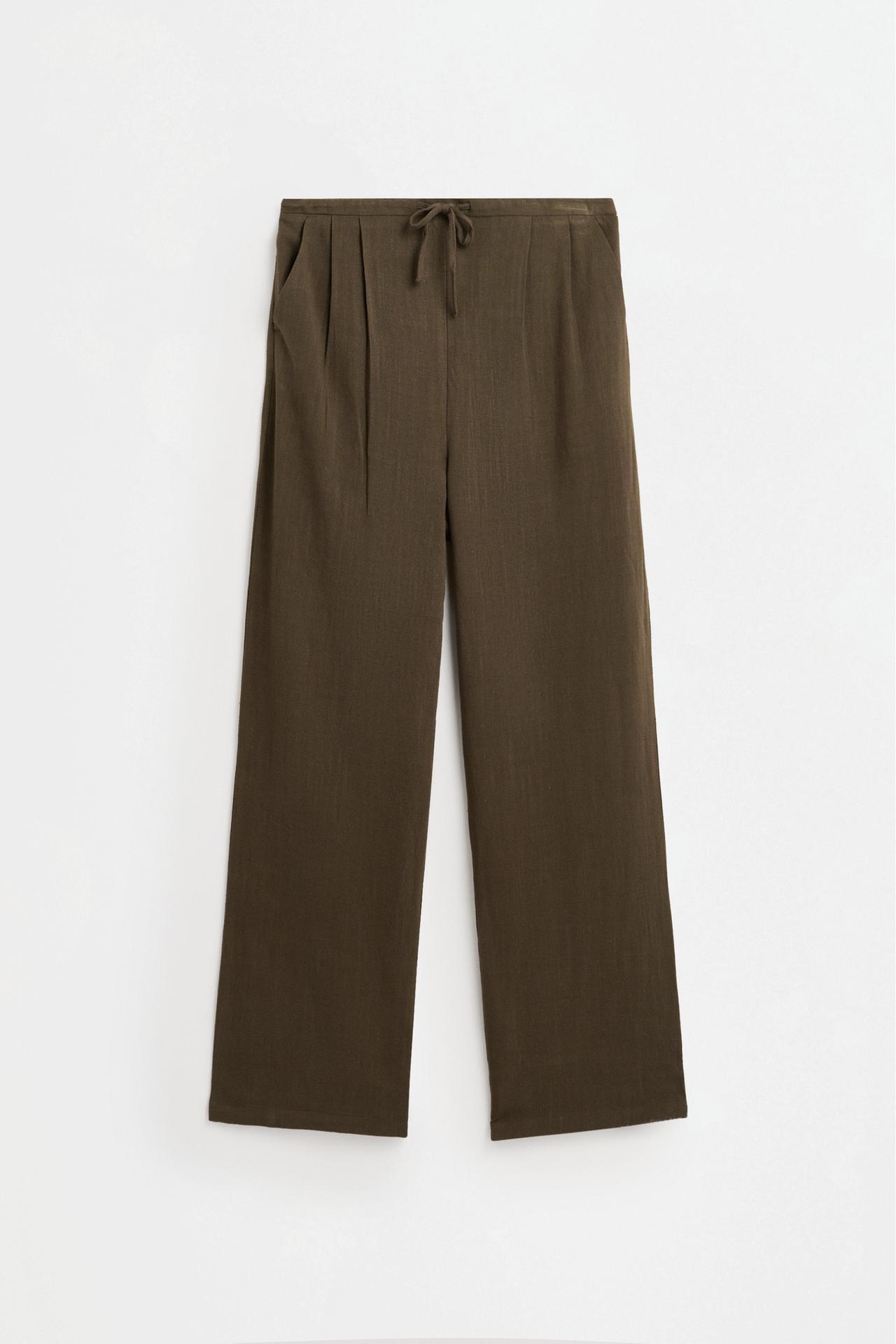 Rustic wide-leg trousers — DARK KHAKI