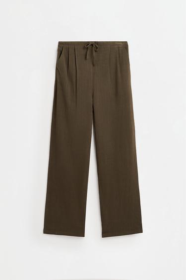 Rustic wide-leg trousers — DARK KHAKI 6