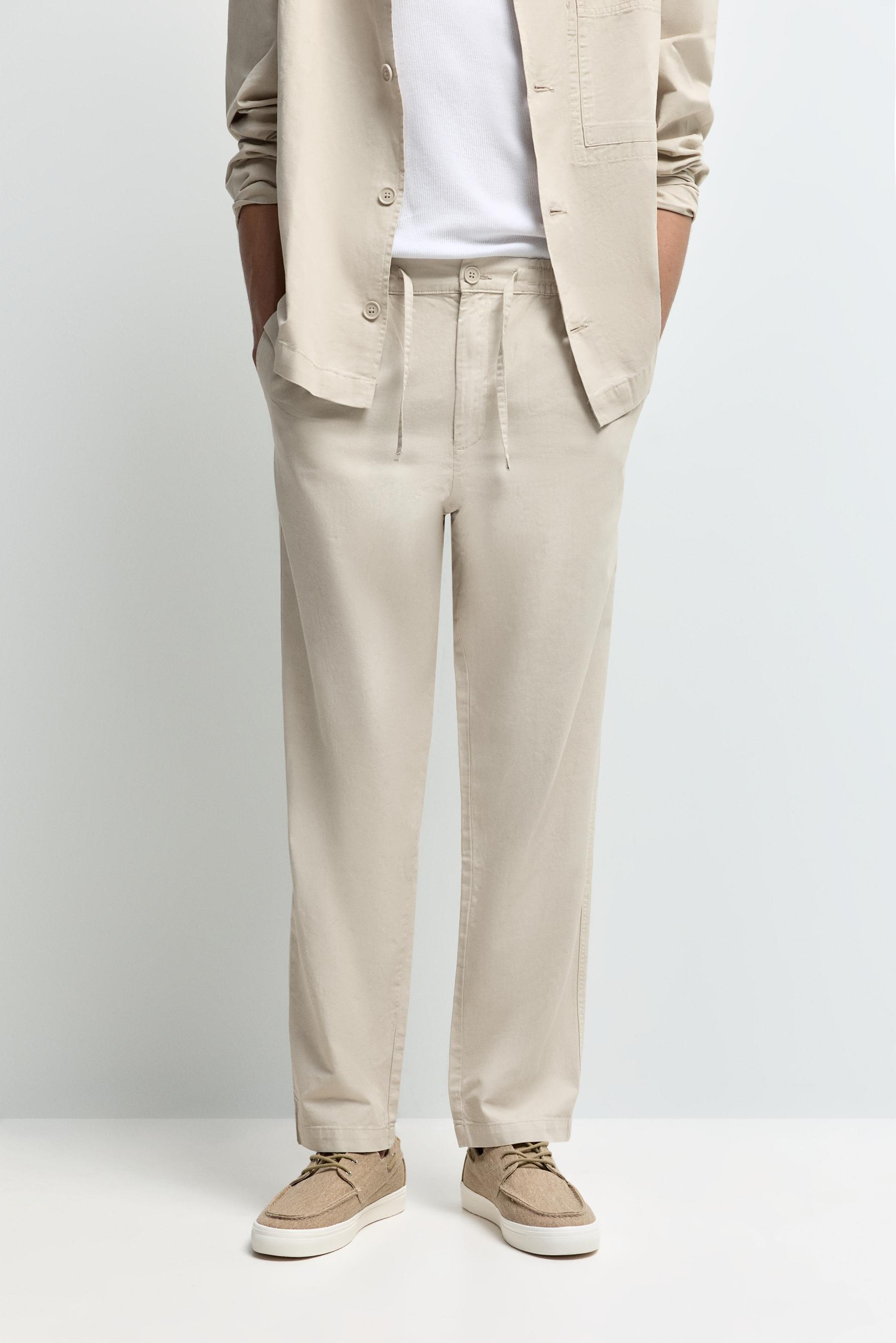 Linen blend joggers — BEIGE