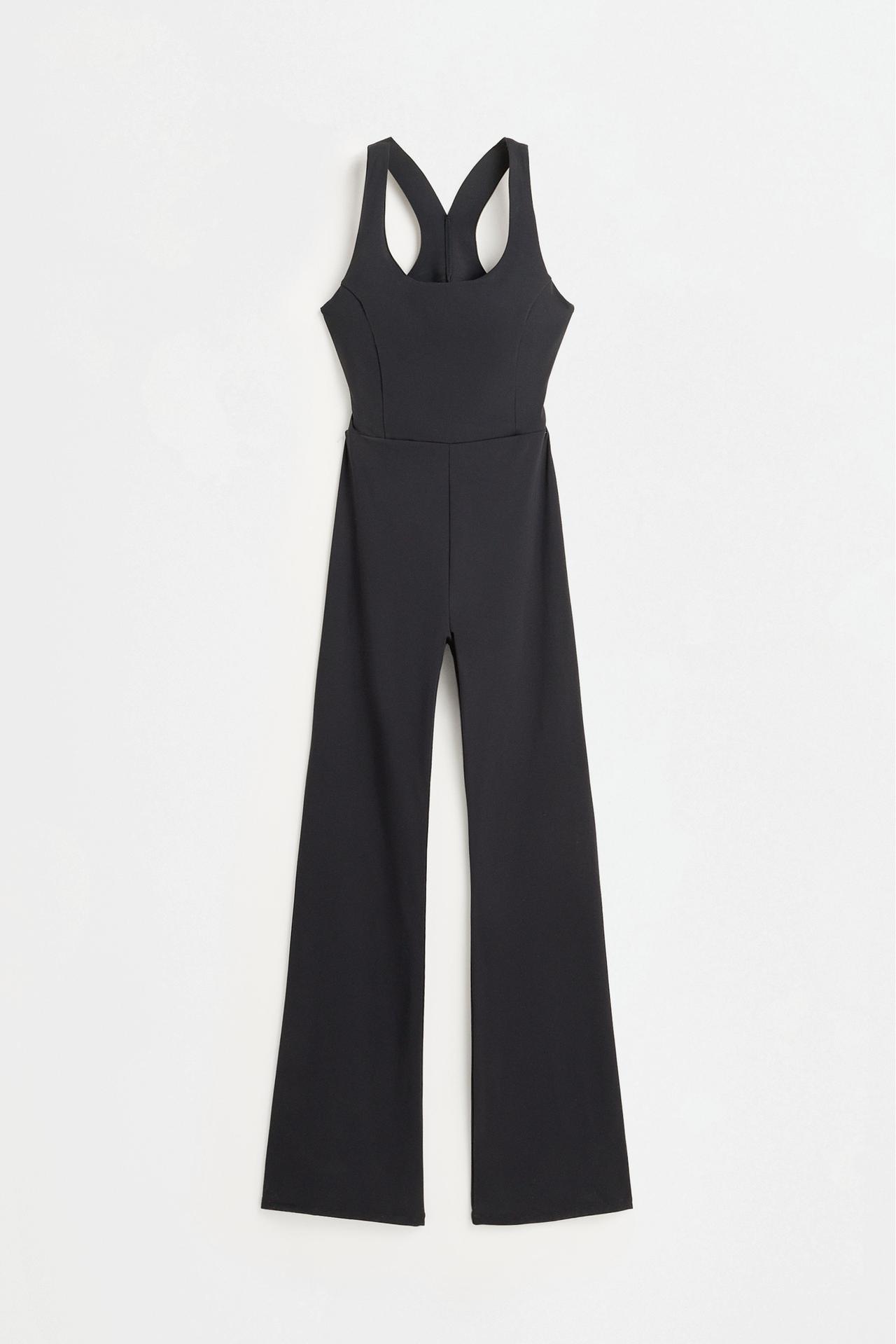 Shaping effect sports jumpsuit — BLACK