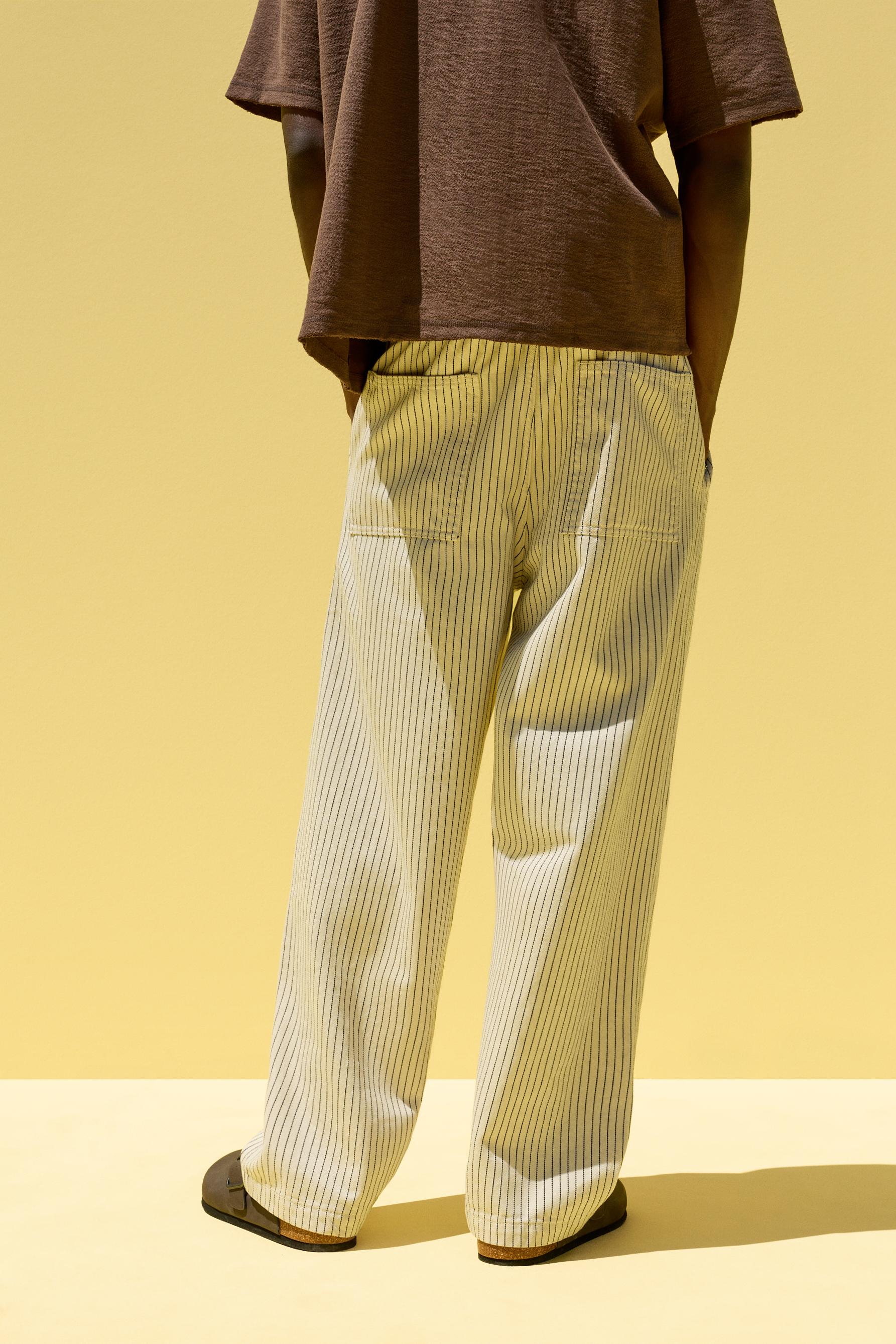 Striped baggy jogger jeans — ECRU/NAVY