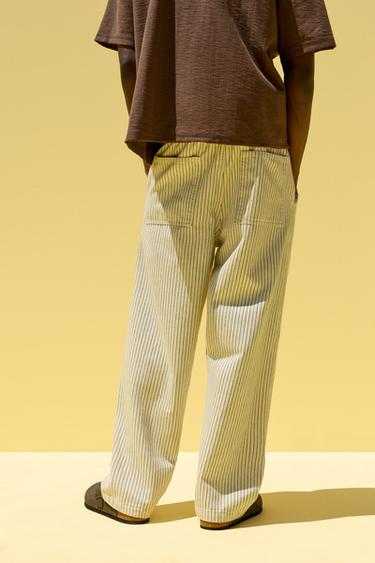 Striped baggy jogger jeans — ECRU/NAVY 4