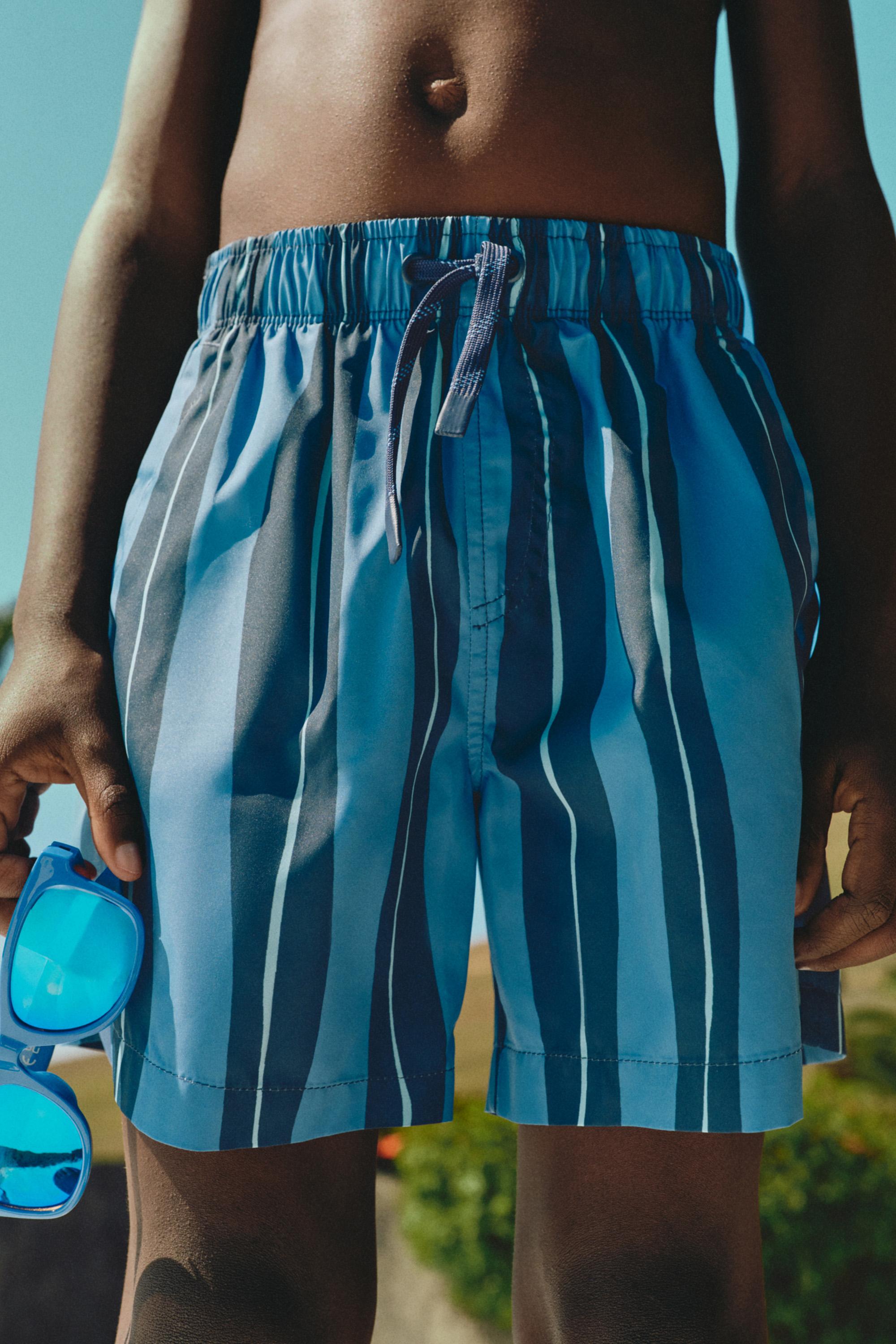 Printed Swim Trunks — FADED BLUE