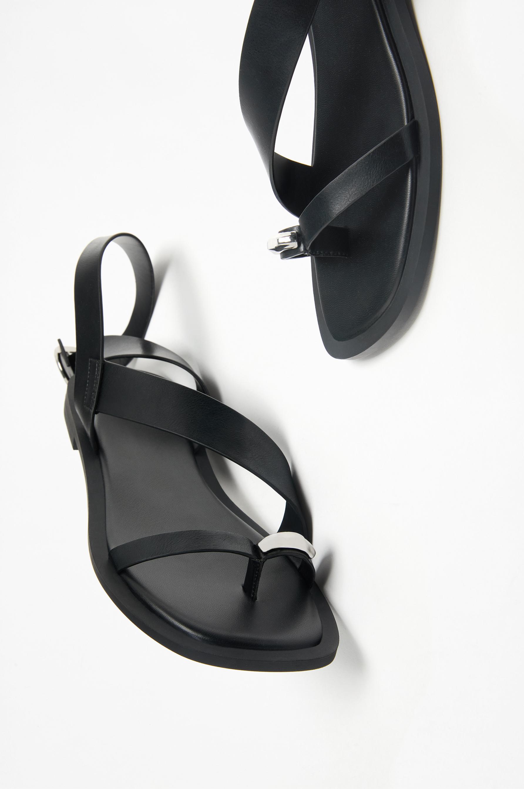 Flat slider sandals — BLACK