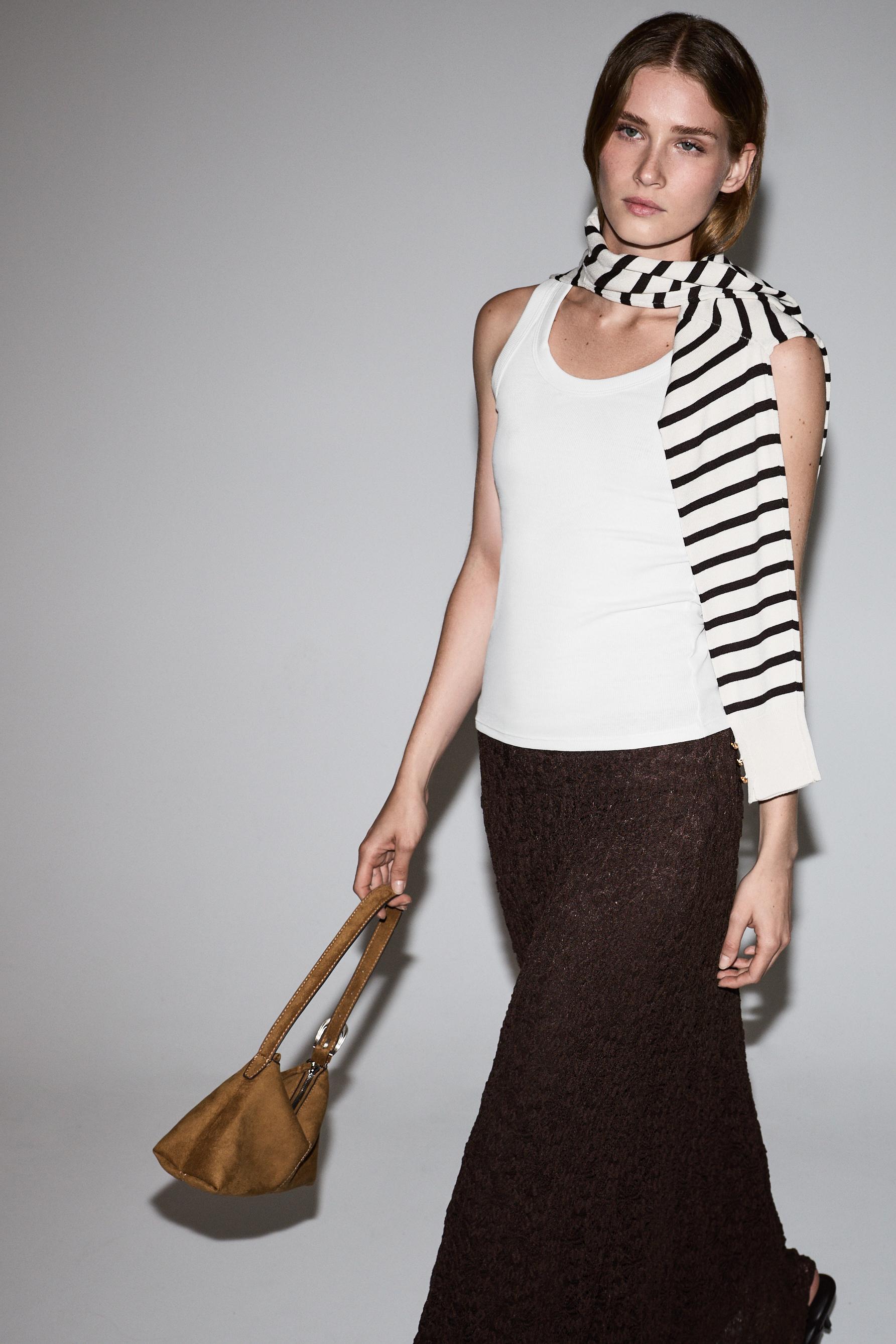 Lace midi skirt — CHOCOLATE