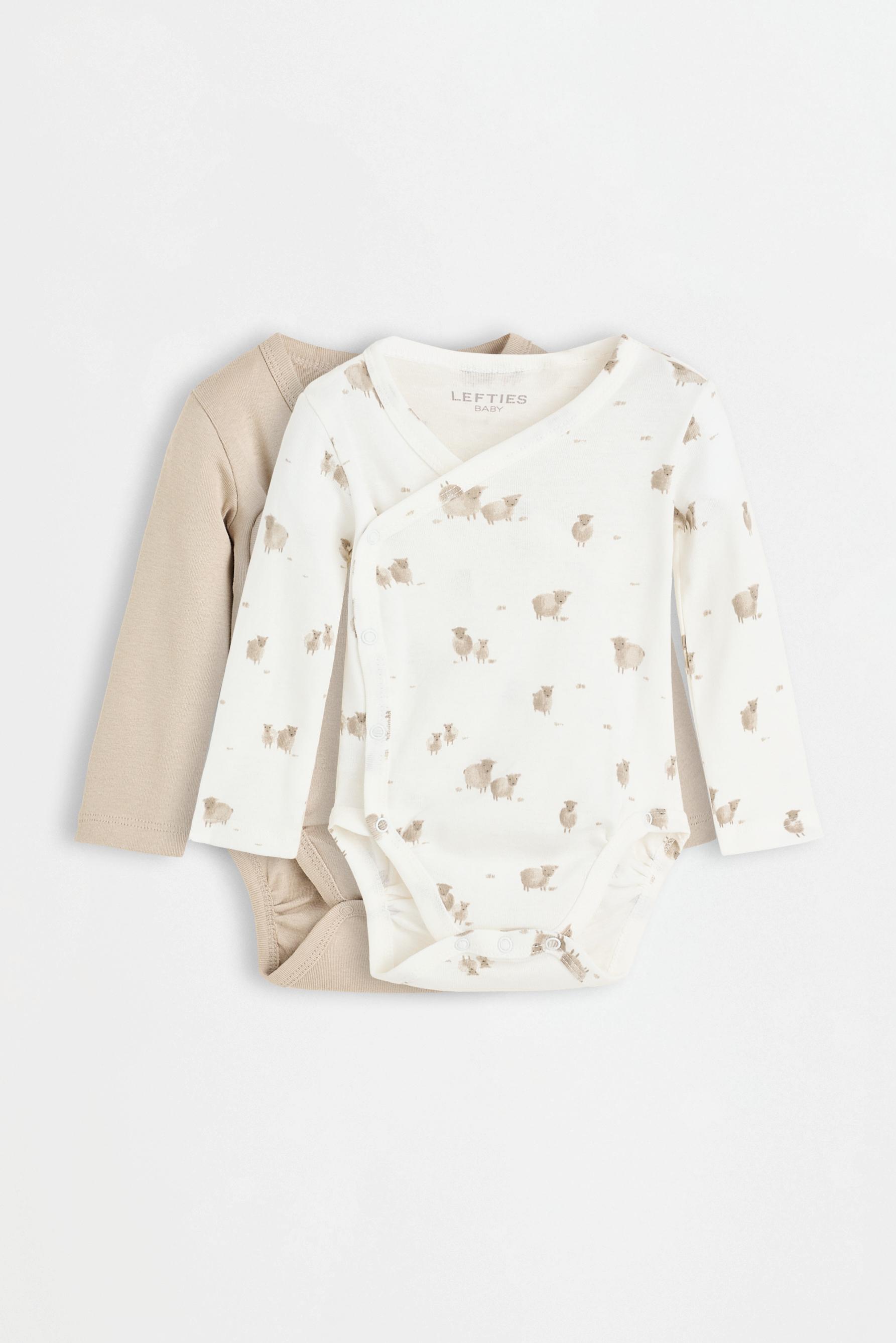 Pack of 2 matching kimono bodysuits — TAUPE BROWN