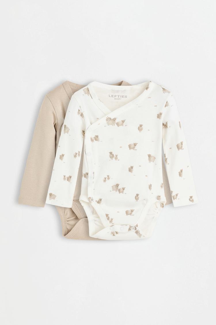 Pack of 2 combined crossover bodysuits — TAUPE BROWN