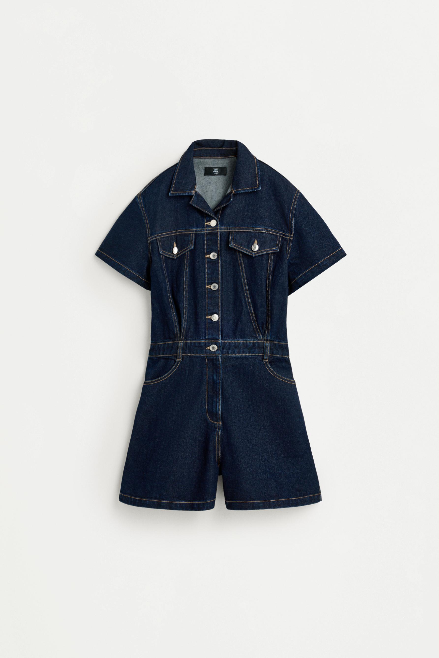 Short denim jumpsuit — BLUE
