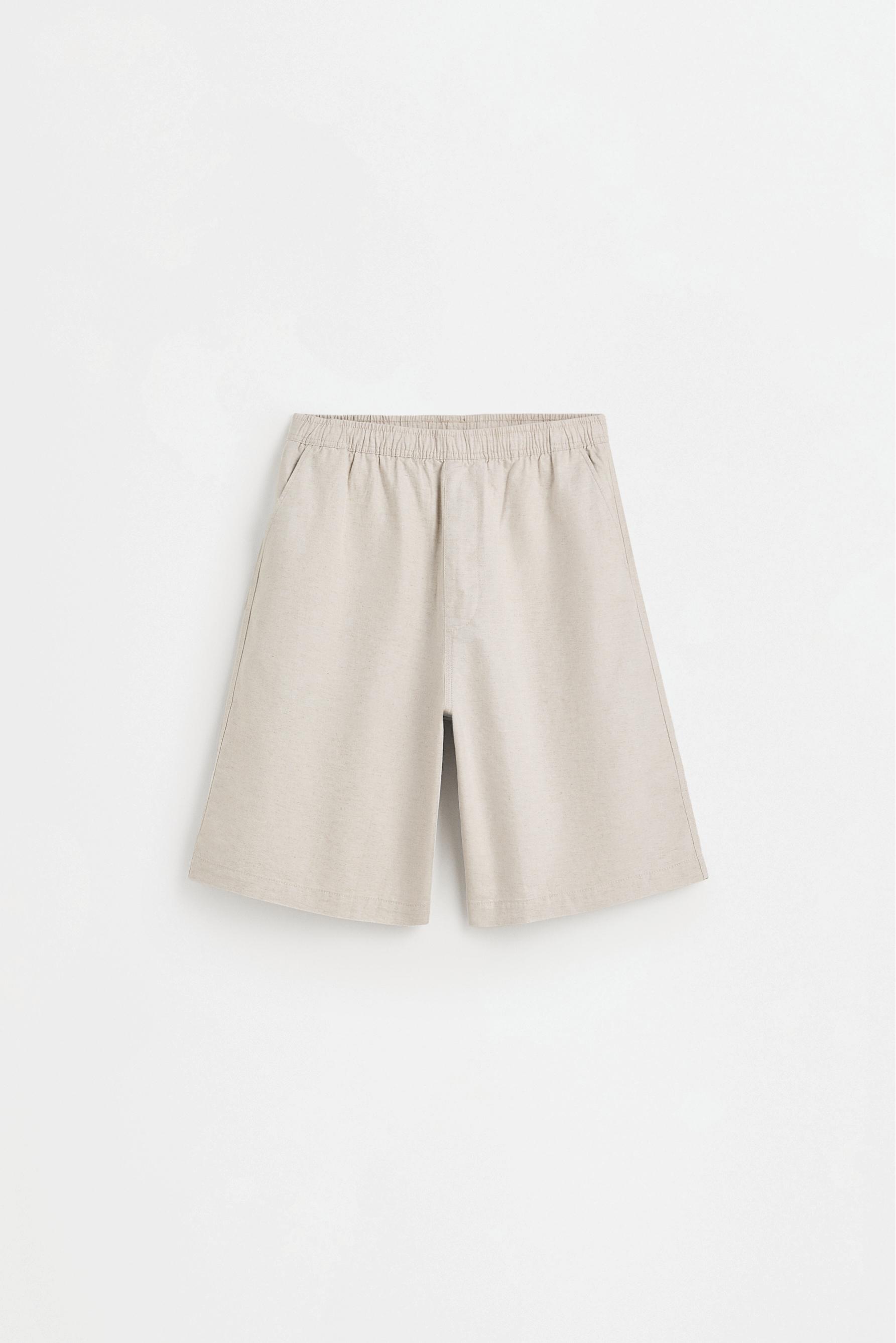 Rustic linen-blend Bermuda shorts — OFF WHITE