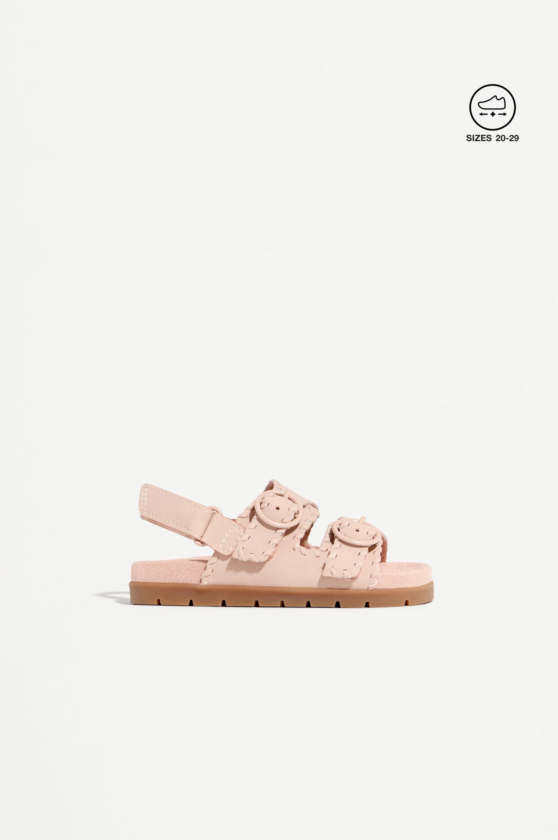 COMFORT BUCKLE SANDALS — PALE PINK