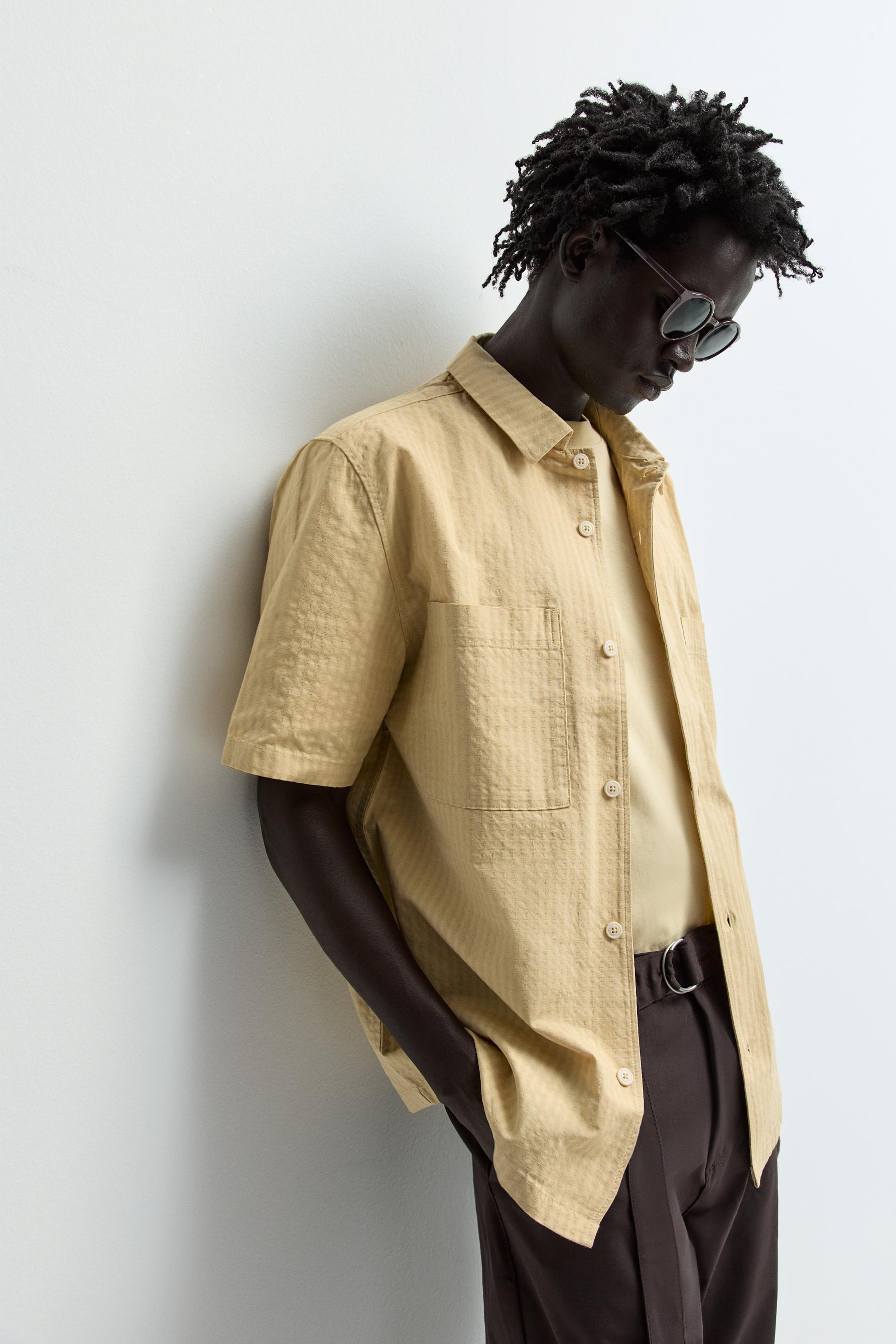 Jacquard shirt with pocket — YELLOW