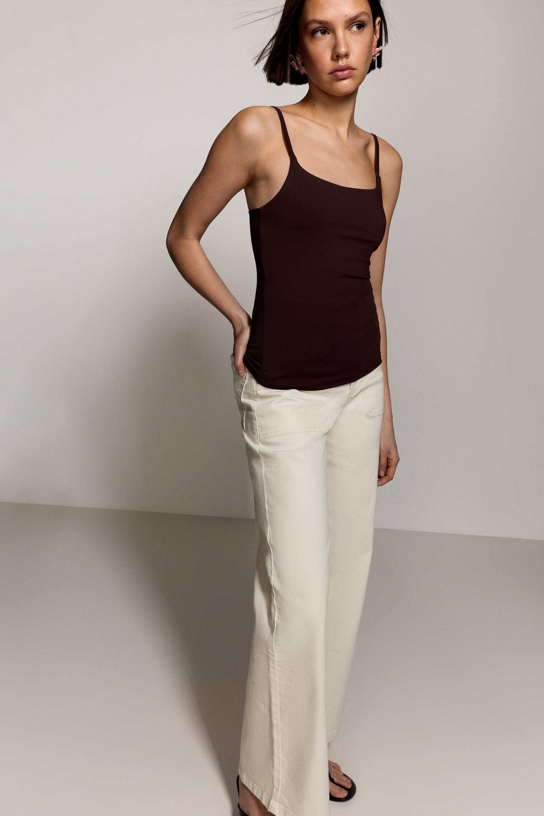 Polyamide Strappy Top — CHOCOLATE