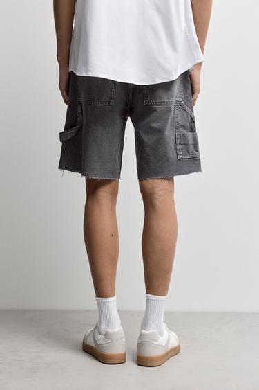 Double-knee denim Bermuda shorts — GREY 4