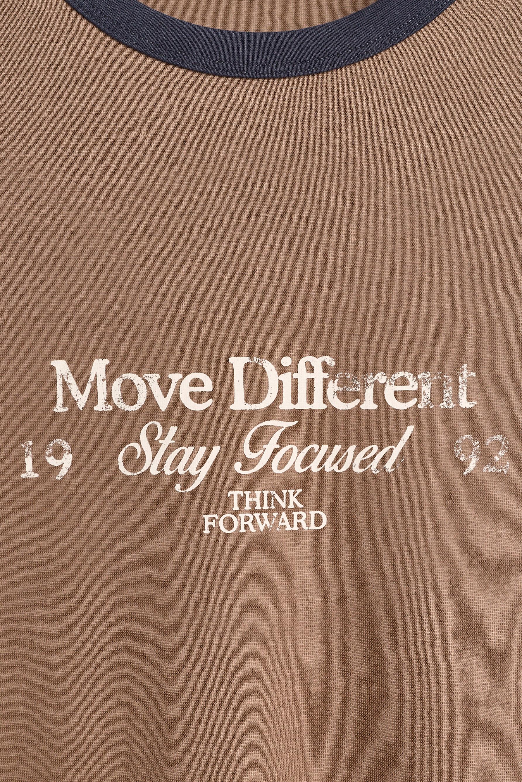 Printed contrast T-shirt — BROWN MARL