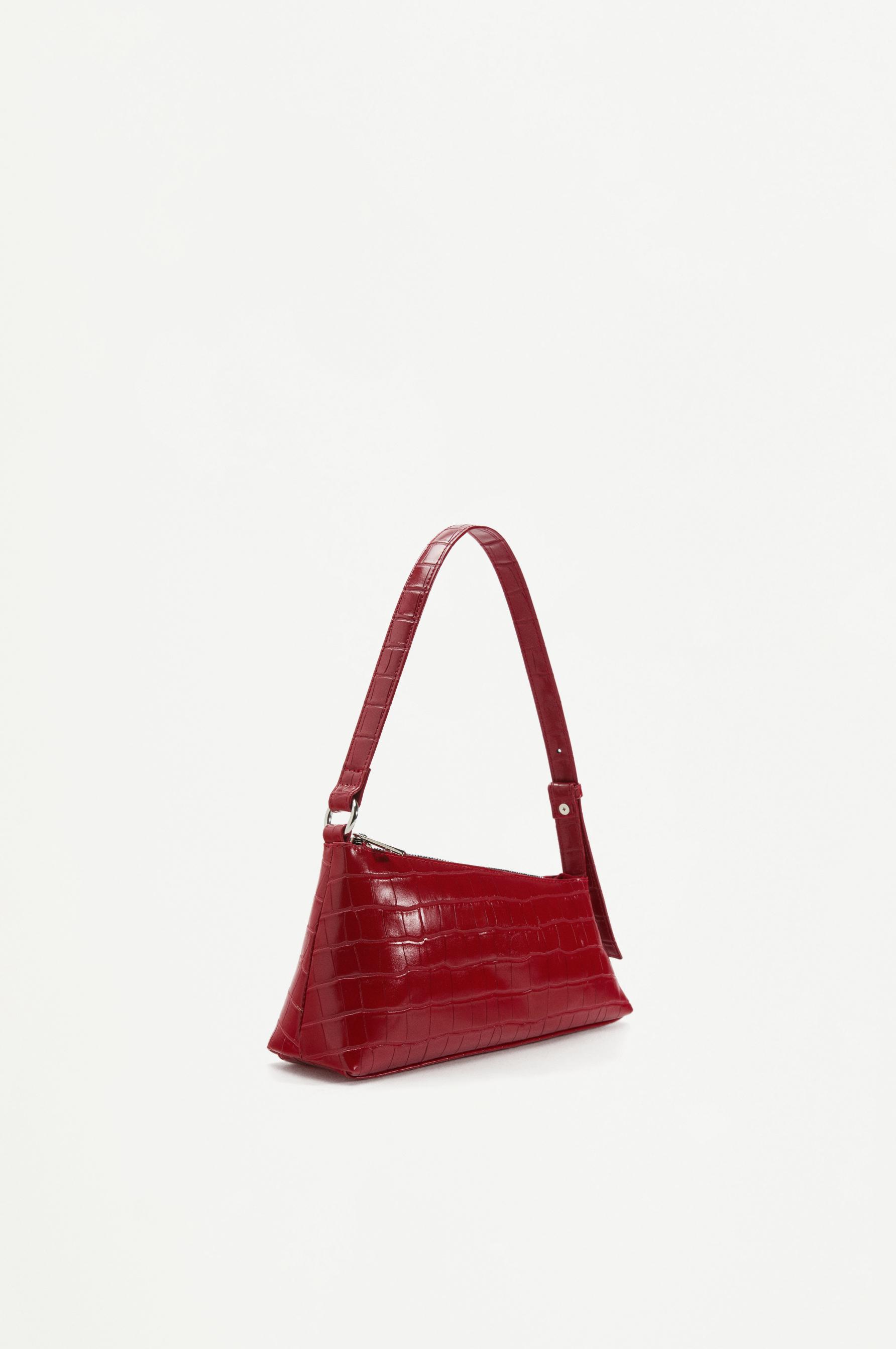 Crocodile-effect shoulder bag — RED