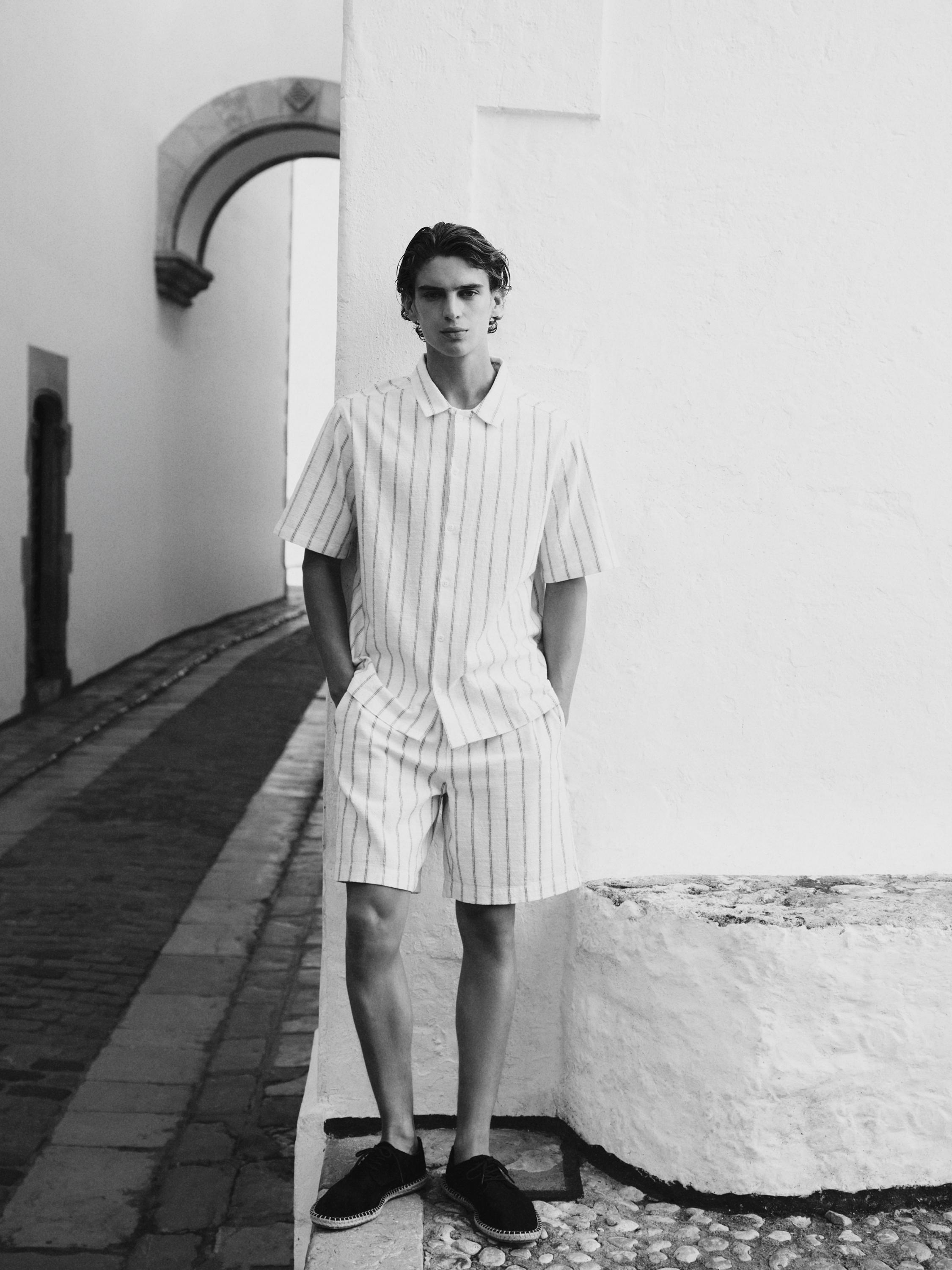 Textured striped shirt — OFF WHITE