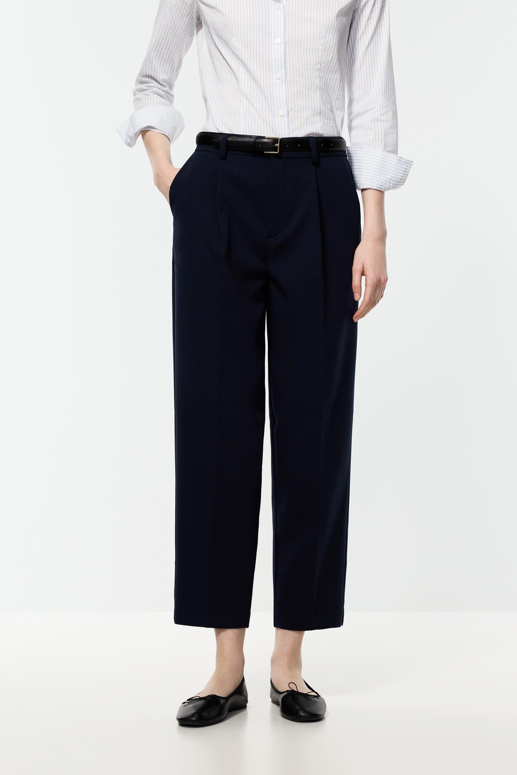 Carrot fit dress trousers — NAVY BLUE