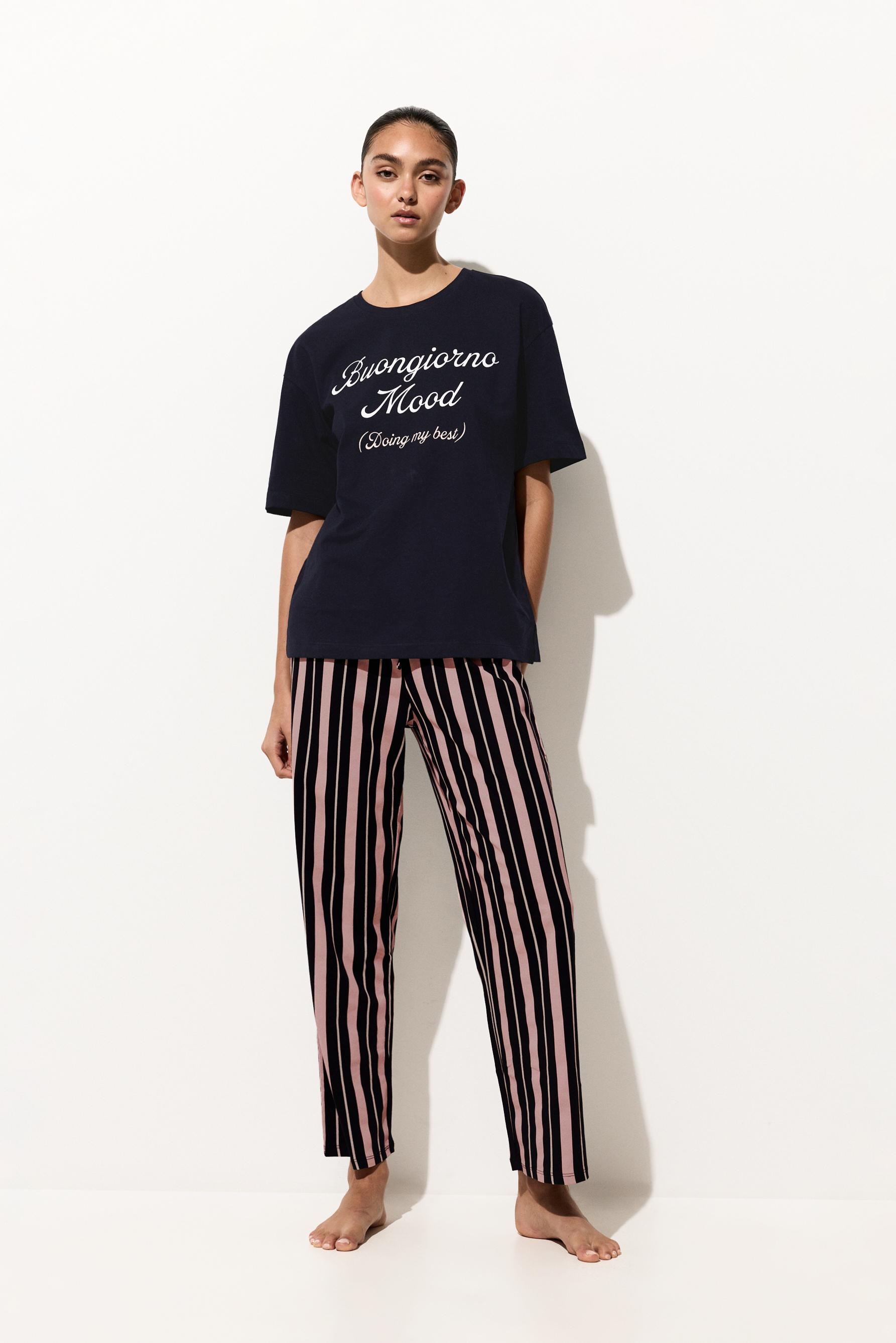 Long printed pyjamas — NAVY