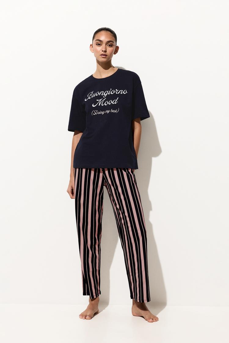 Long printed pyjamas — NAVY