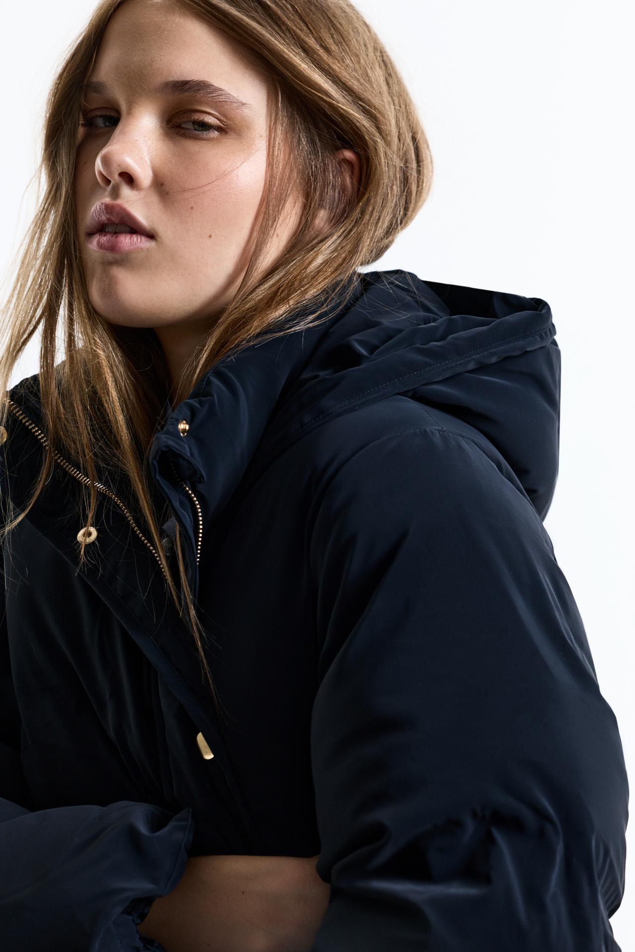 Long quilted coat — DARK BLUE