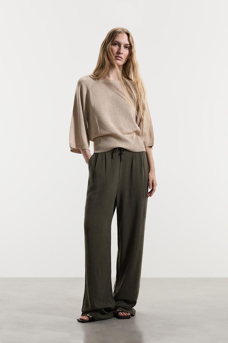 Rustic wide-leg trousers — DARK KHAKI