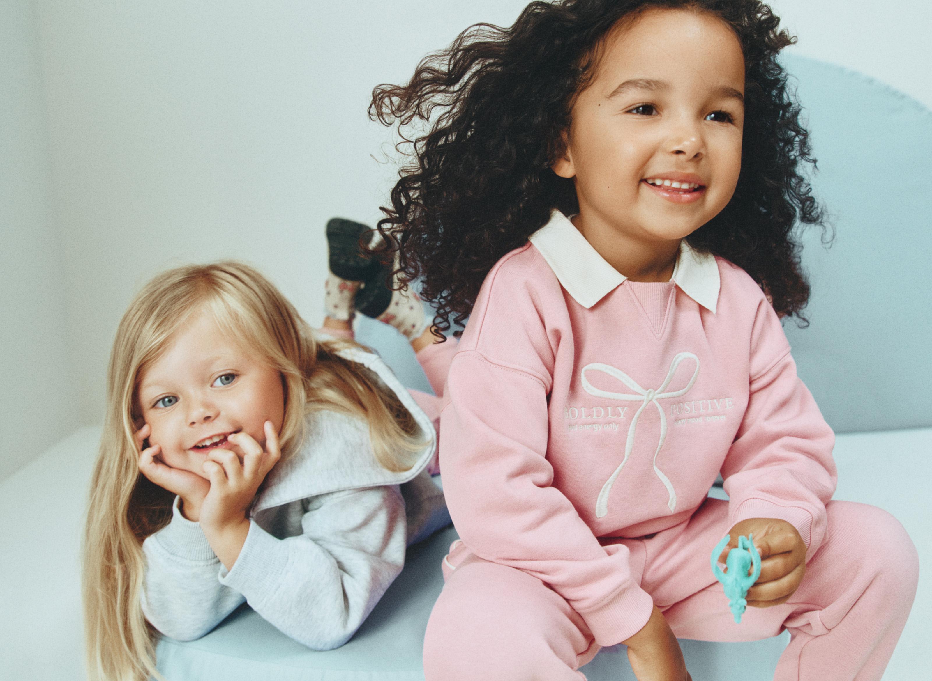 Polo sweatshirt and bow trousers set — DUSTY PINK
