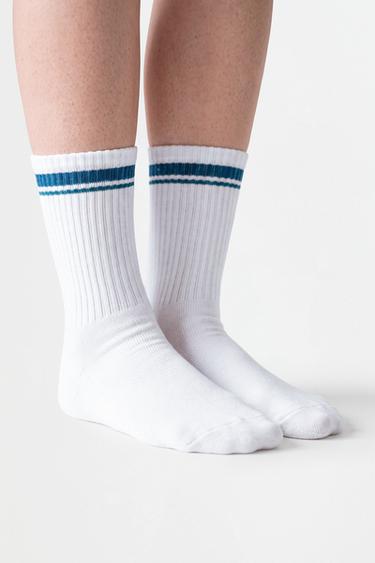 Striped Long Socks (Pack of 4) — BLUISH GREEN 2