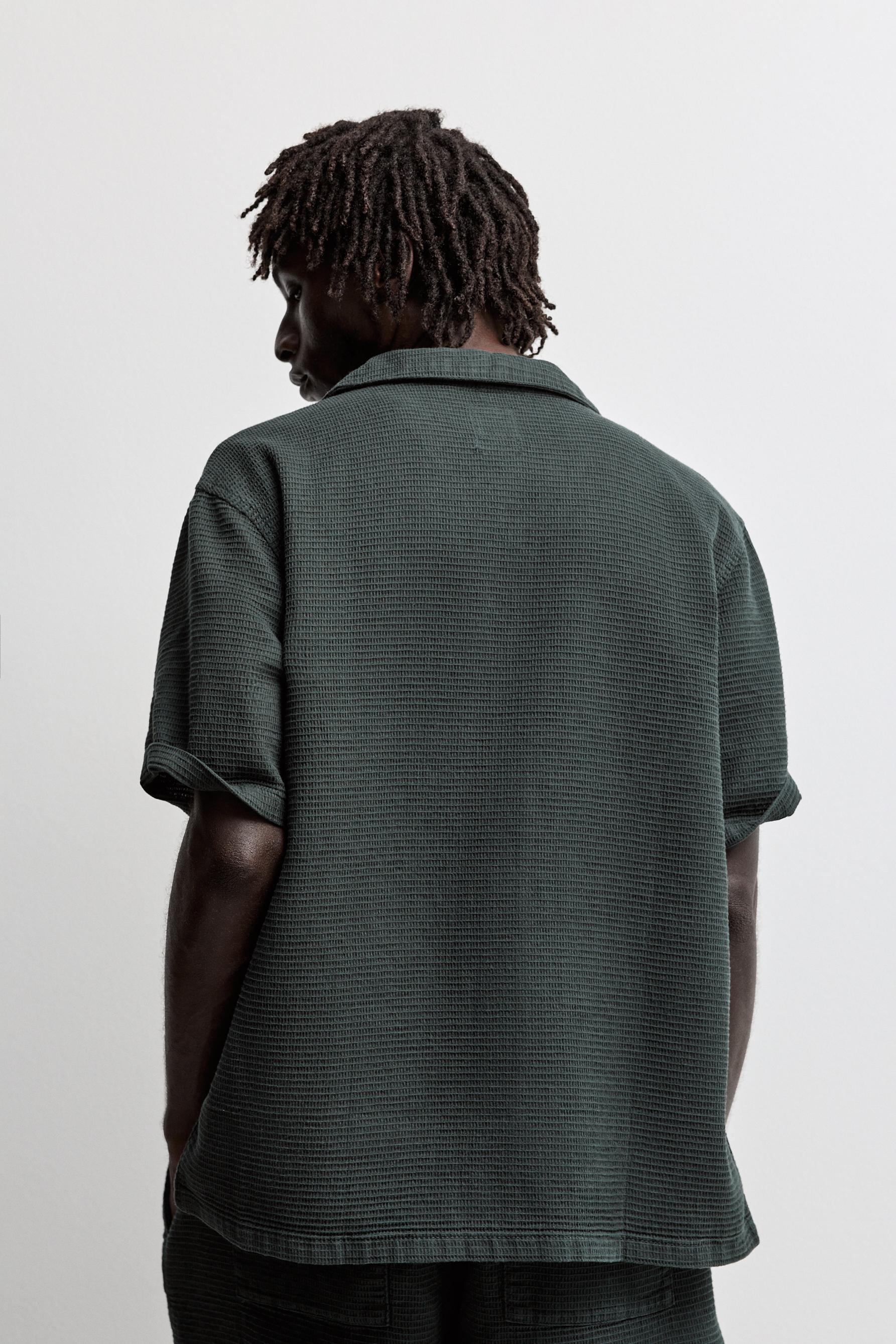 Waffle-knit relaxed fit shirt — GREEN