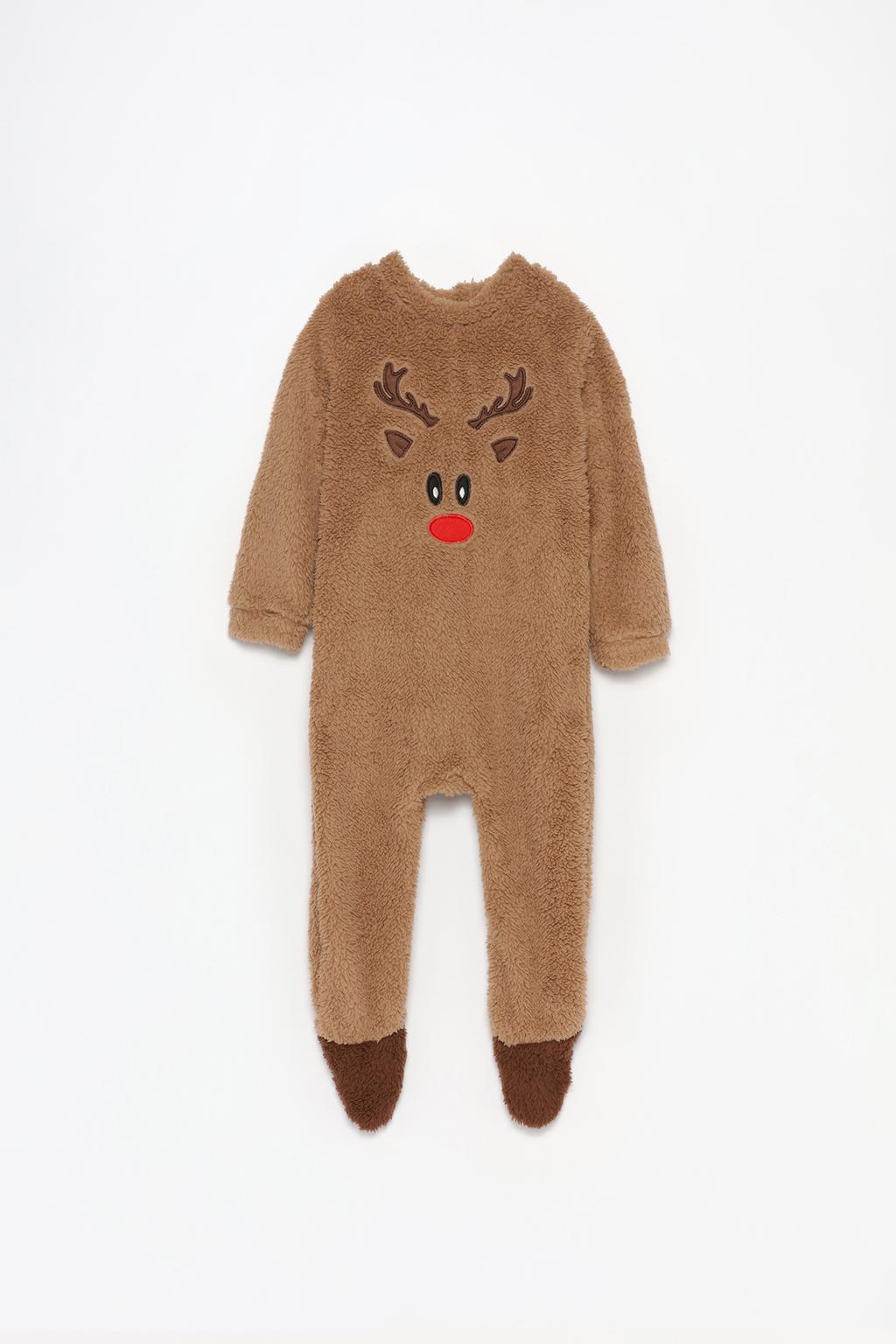 Baby | Faux fur reindeer sleepsuit