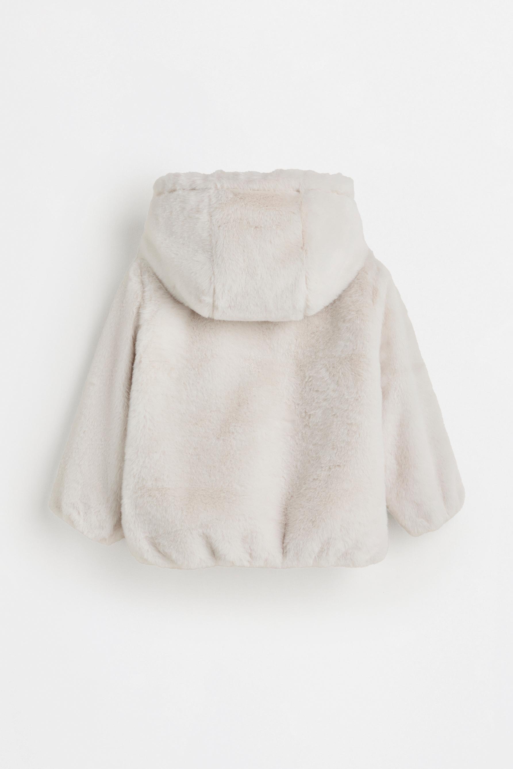 Animal print faux fur coat — ECRU