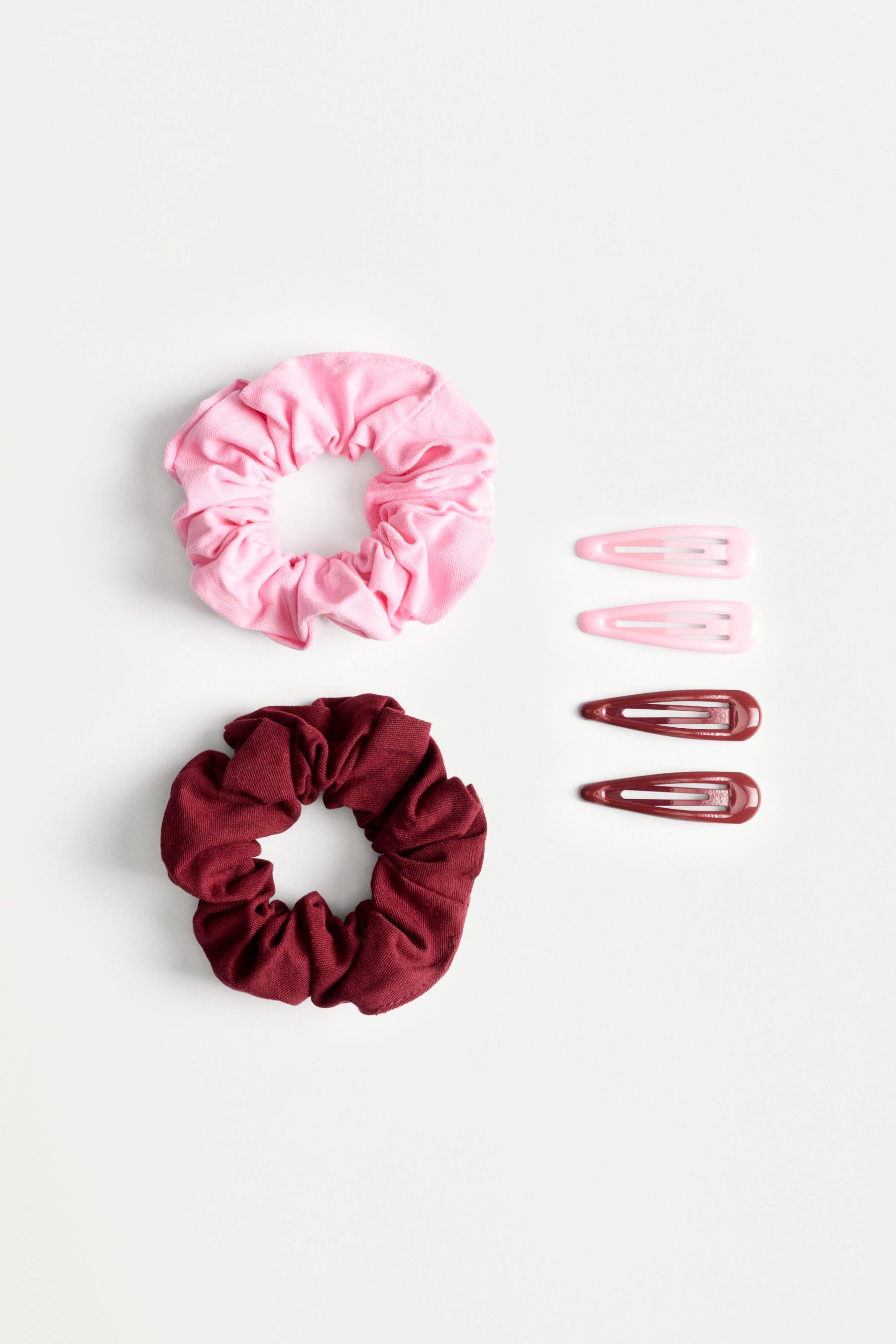 Clip and scrunchie set — BURGUNDY